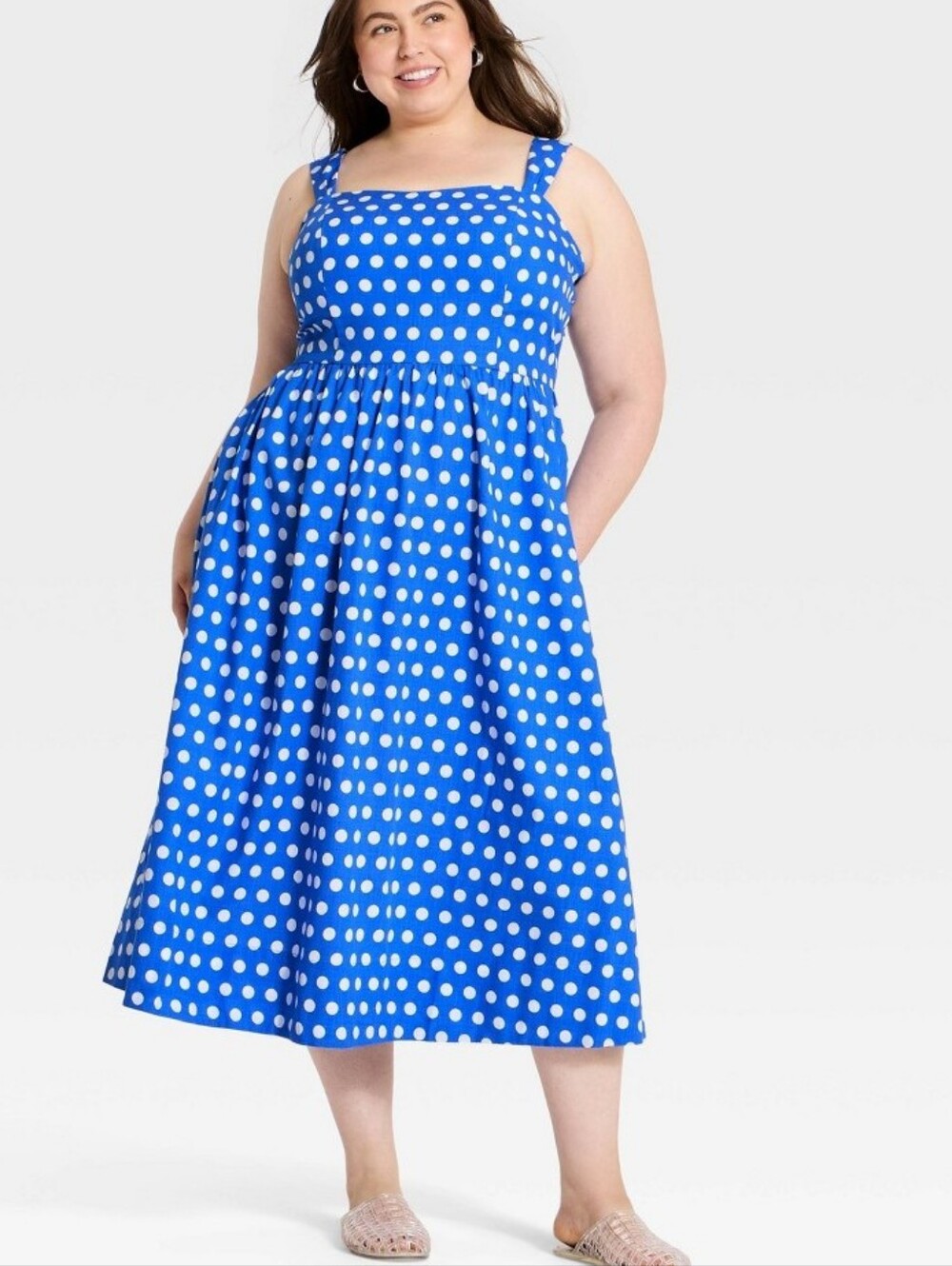 A New Day Polka Dot Midi A-line Dress 2X